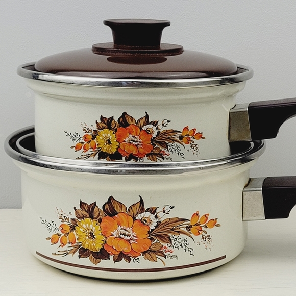 Gorica Enamel Saucepan Pots Vintage Baking Pans - Picture 1 of 16